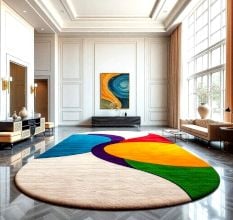 Handmade Multicolor Wave Abstract Living Room Rug